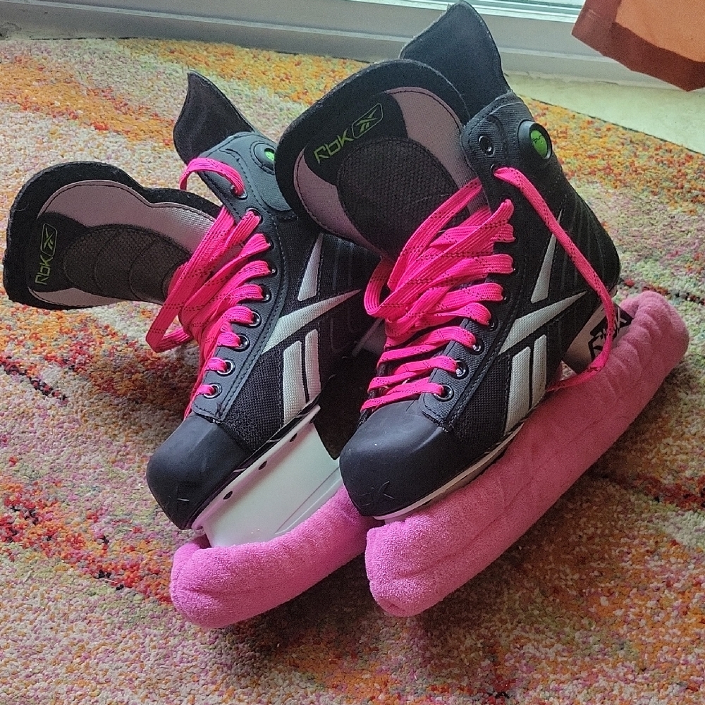 Reebok Unisex Black and Pink Hockey Skates